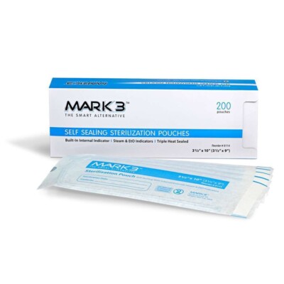 Self Sealing Sterilization Pouches, 10'' x 15'', 200/Box, Mark3, 100-6120