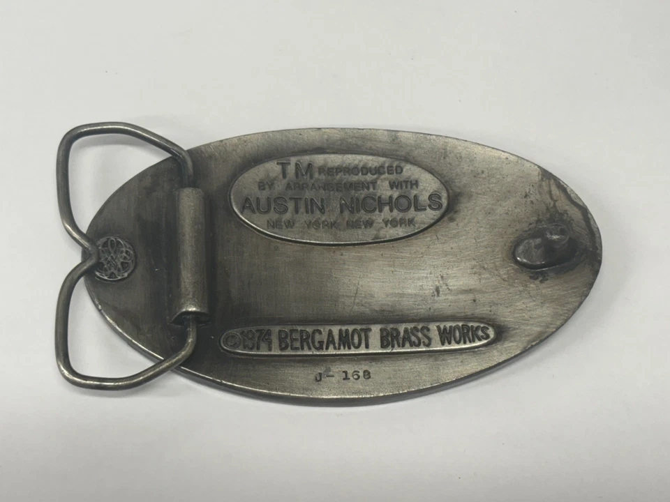 Fivela de cinto oval vintage Austin Nichols Wild Turkey 1974 latão bergamota funciona - Imagem 2 de 4