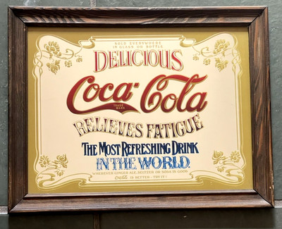 Vintage Coca-Cola Advertising Wood Framed Wall Mirror ''Relieves Fatigue'' 13 x 10