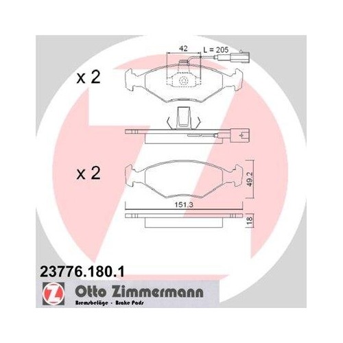 Plaquettes de frein de Fiat Zimmermann 23776.180.1 pour stopper les sifflements au freinage