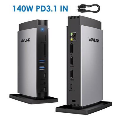 USB-C Dockingstation 3x 4K-Displays 125W PD3.1 10G USB-C RJ45 2xHDMI DP 11-in-1