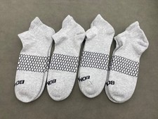 4 Pairs Bombas Men's Solids Cushion Gray Ankle Socks Classic Size L