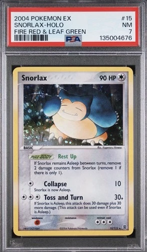 Snorlax Holo #15 PSA 7 NM- 2004 Pokemon Ex Fire Red & Leaf Green Swirl
