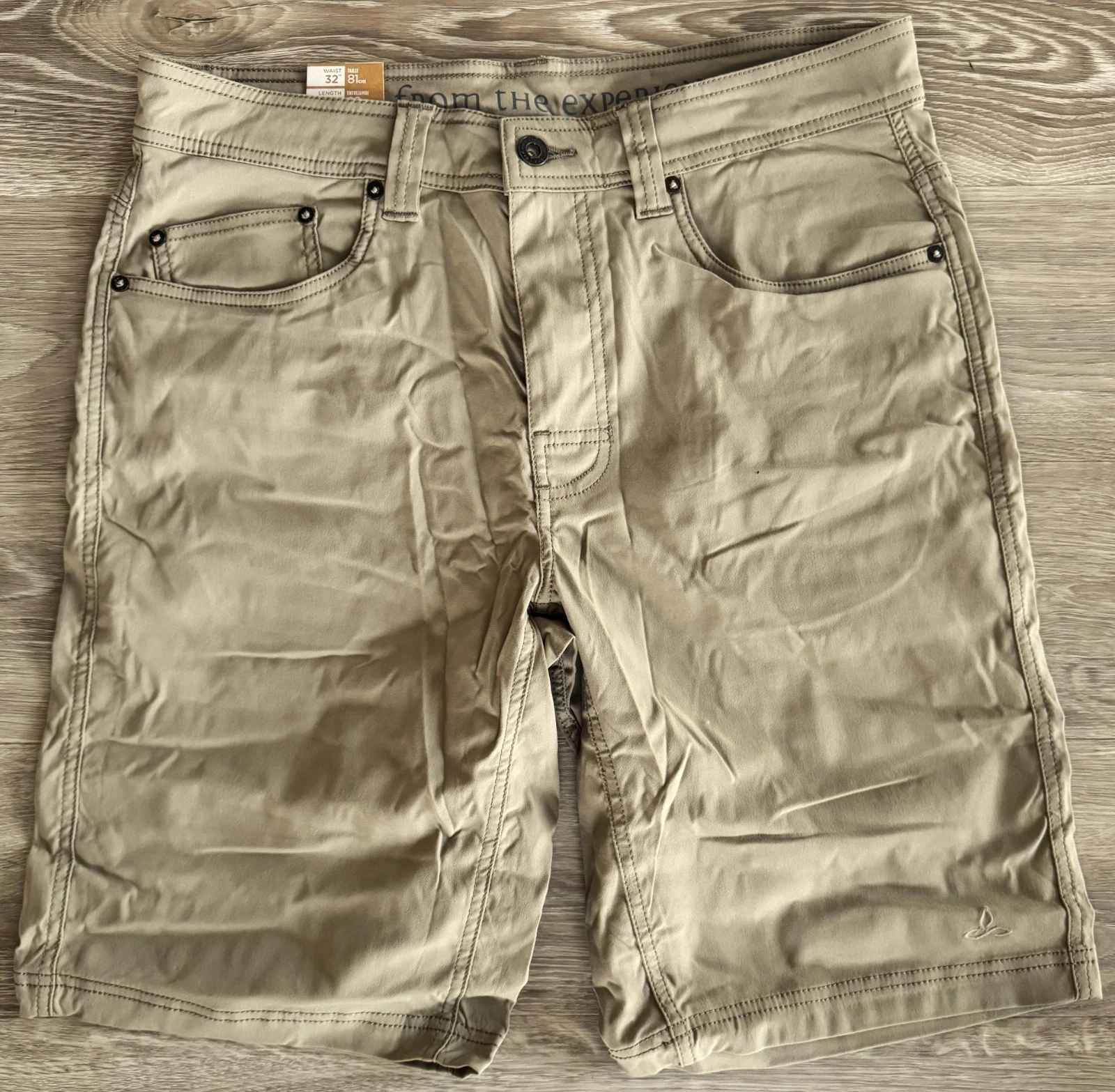 Prana Shorts Men's Size 32 Brown Brion 11" Inseam Slim Stretch UPF 50+ Hiking