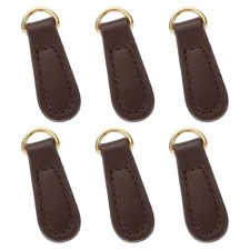 6pcs Zipper Pull, 1.57 Inch Leather Zipper Replacement Repair, Dark Brown