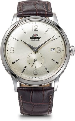 Orient Bambino 40.5mm Silver Stainless Steel Case Brown RN-AP0003S Leather Strap