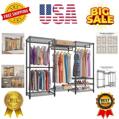 V5 Portable Closet Wardrobe Heavy Duty Clothes Rack, Freestanding Clothing Ra...