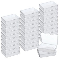 30 Pack Clear Plastic Beads Storage Containers with Hinged Lids, Small Rectan...