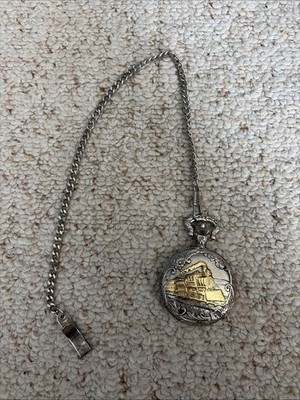 Vintage Inspired Quartz Steam Engine Train Packet Watch With Chain ￼￼