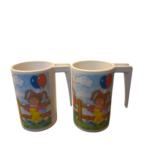 Vintage Cabbage Patch 1984 Kids Mugs (Lot Of 2) Plastic 4" - Picture 2 of 5