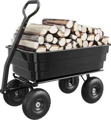 Heavy Duty 1200LB Garden Dump Cart 13'' Tires 180° Quick Release Rotating Handle