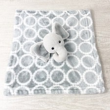 HB Gray White Elephant Plush Lovey Security Blanket Circle Pattern Soft 12x12
