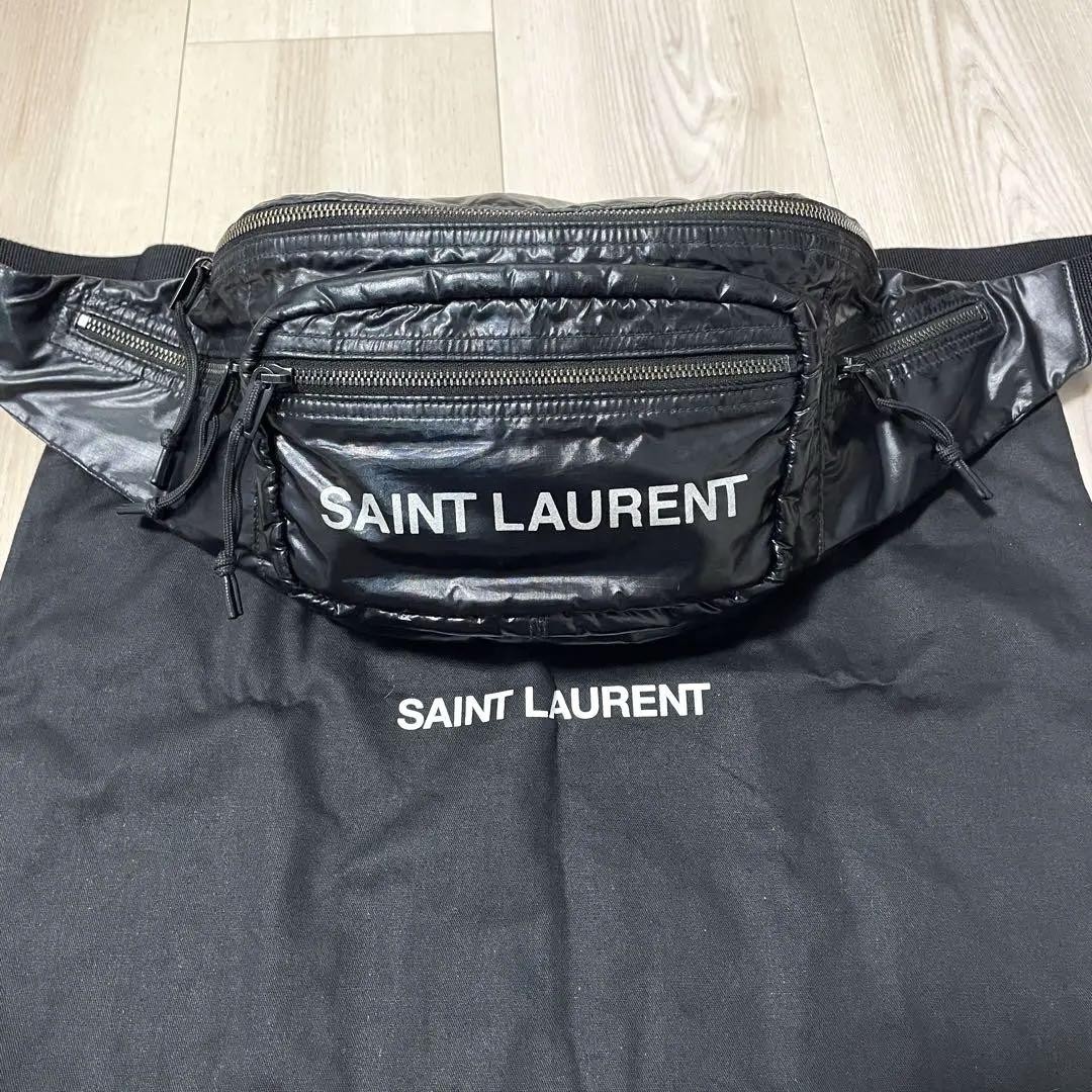 Rare SAINT LAURENT NUXX Belt Bag Waist Pouch Black Nylon Logo Crossbody