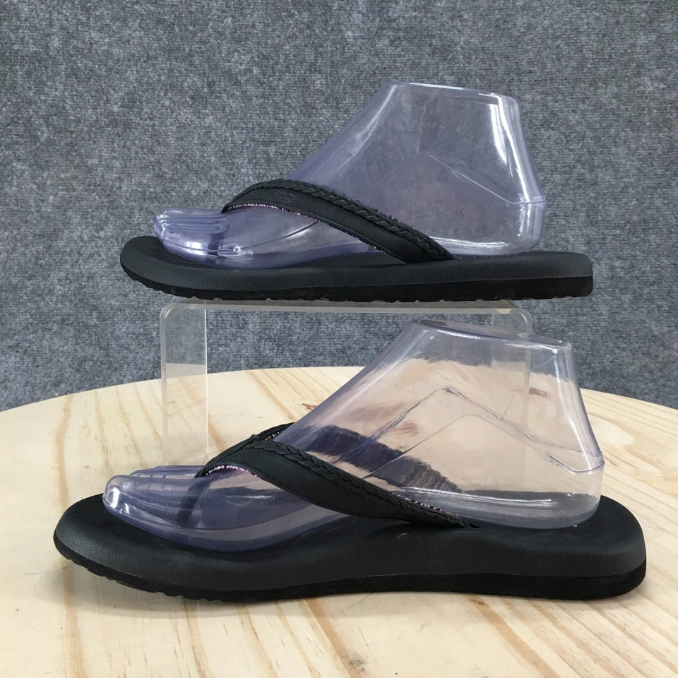 Босоножки Flojos женские 8 шлепанцев черные искусственная кожа носок повседневные комфортные - Изображение 2 из 4