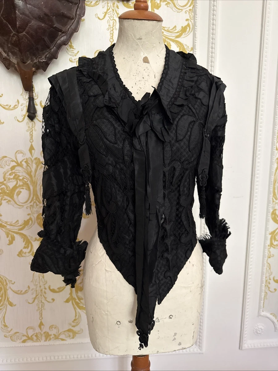 Antigua chaqueta victoriana de seda de 'Edward's Costumiers, Oxford St, Swansea' EXC