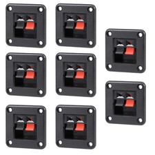 2Way Jack Socket Spring Push Release Connector Speaker Terminal Strip 8Pcs Black