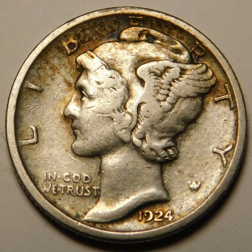 1924 D Mercury Dime F-VF  Actual Coin Pictured- Not Cleaned, polished or Dipped