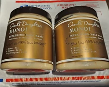 JUMBO 2 PACK CAROLS DAUGHTER MONOI REPAIRING HAIR MASK 40 OZ. FREE PRIORITY SHIP