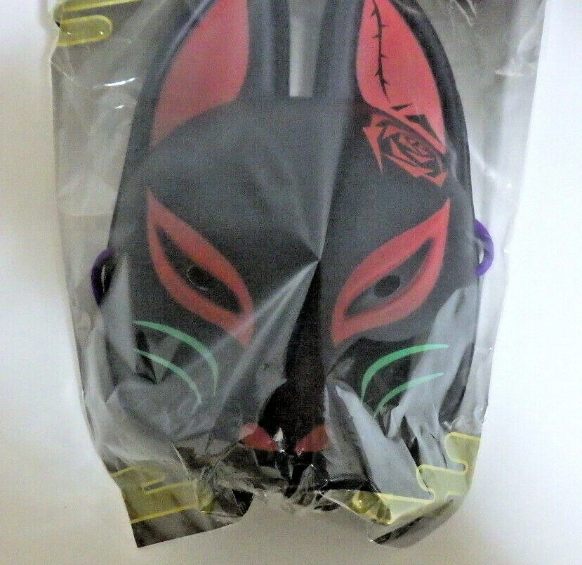 Máscara facial tradicional japonesa máscara de zorro Kitsune PVC presagio negro Foto 3 de 4