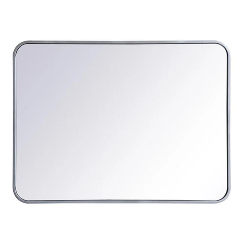 Elegant Decor Evermore 24x32" Soft Corner Metal Rectangular Mirror in Silver - Picture 1 of 8