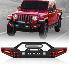 Front Bumper W/ Winch Plate For 2020-2024 Jeep Gladiator JT 2/4 Doors Off-road