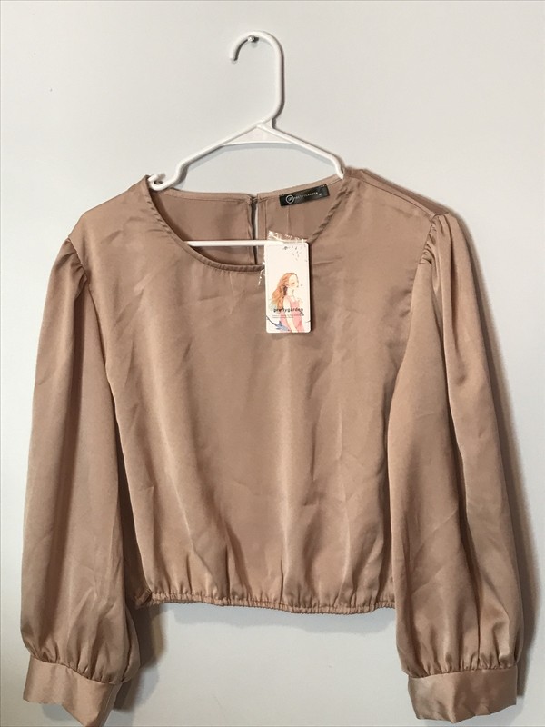 Pretty Garden Brand PANTS and blouse set Silky Gold Tan size XL NWT