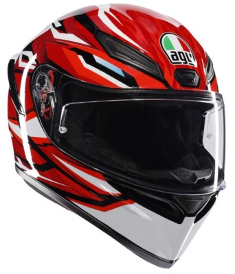 CASCO MOTO INTEGRALE AGV K1 S LION E22.06 NERO ROSSO BLACK RED 