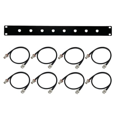 BNC Patch Pannel 8 Port Black 1U for Shure Wieless with 8 20 inch BNC Cables