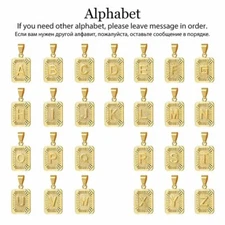 26Pcs Gold Plated Initial A-Z Pendants Square 26 Letters Charm Set Personalised