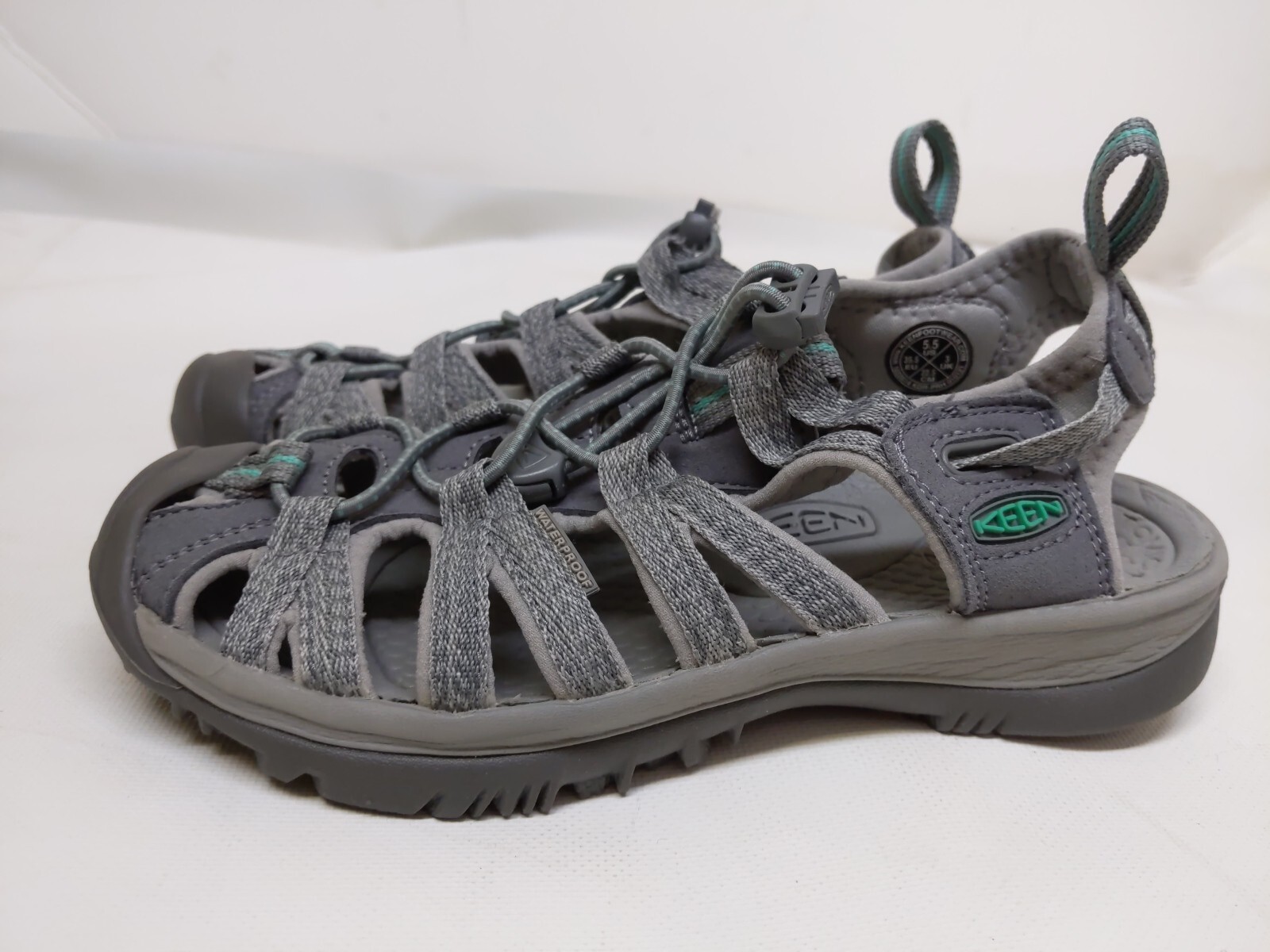 Sandali sportivi KEEN 5 5 $120 Whisper grigio verde punta chiusa