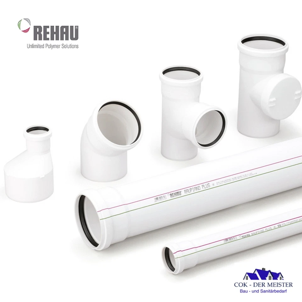 Rehau Raupiano Plus Rohr Bogen Abzweig Übergang Stopfen silent safe plus HT