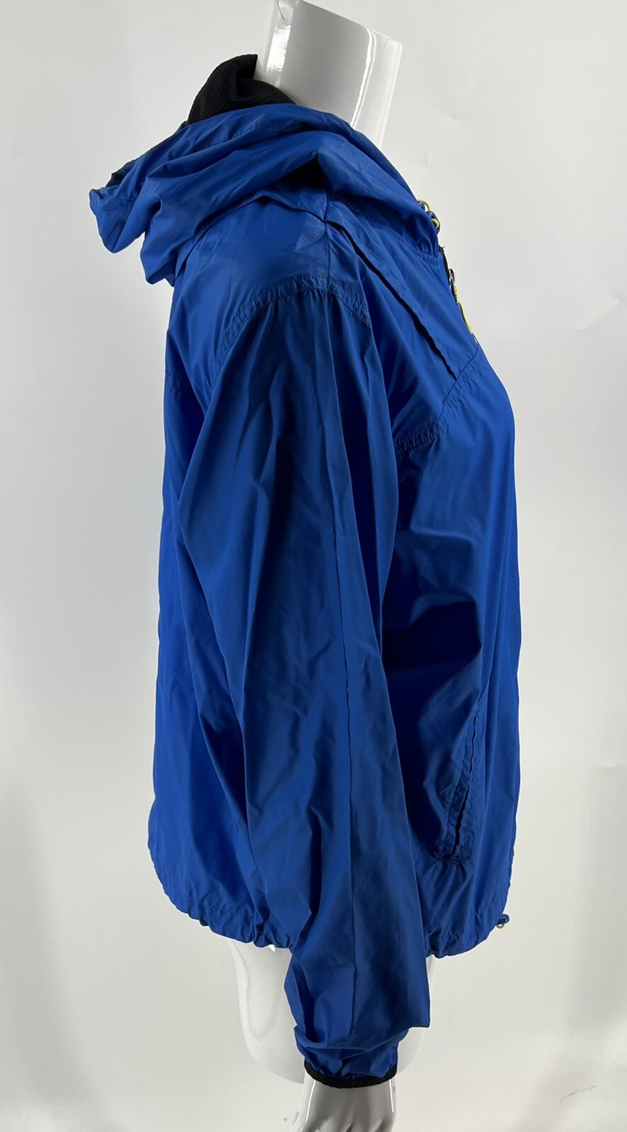 Giacca a vento donna Fila taglia large blu nera zip cappuccio nylon sportivo