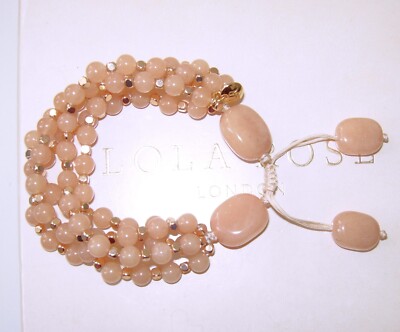 LOLA ROSE *AUSTERNQUARZ* MEHRSTRANGIGES VERSTELLBARES TROMMELARMBAND NIKKI & ME QVC