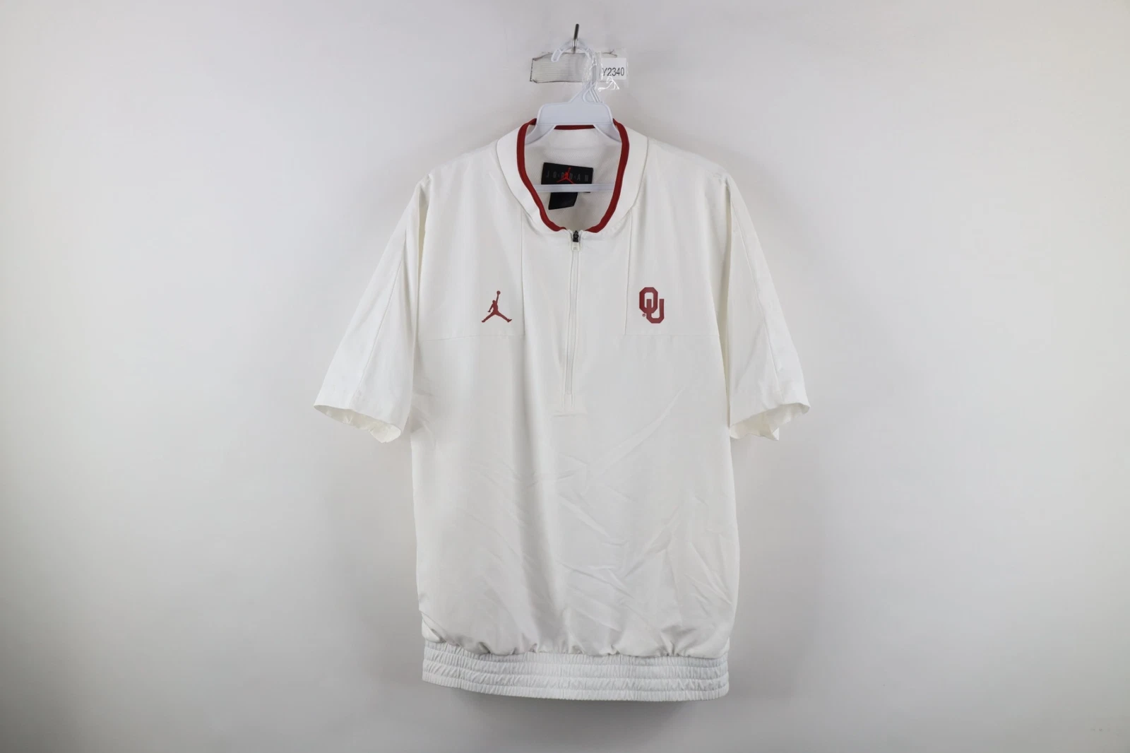 COACH Giacca da allenatore Nike Air Jordan uomo piccola Oklahoma University manica corta bianca