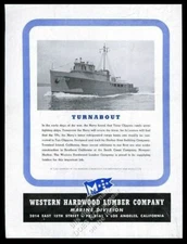 1945 US Navy tuna clipper Harbor Boat photo Western Hardwood Lumber print ad