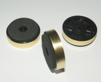 4 Stück  runde Hifi Gerätefüße Ø 30x8mm -- Hellgold --Gehäusefüße Dämpfer Feet