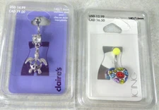 SET OF 2 CLAIRE'S ICING BODY JEWELRY BELLY BUTTON RING   (G131424-47 OFC-98)
