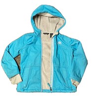Snozu Girls Faux Fur Light Blue Full Zip Up With Hood 7/8