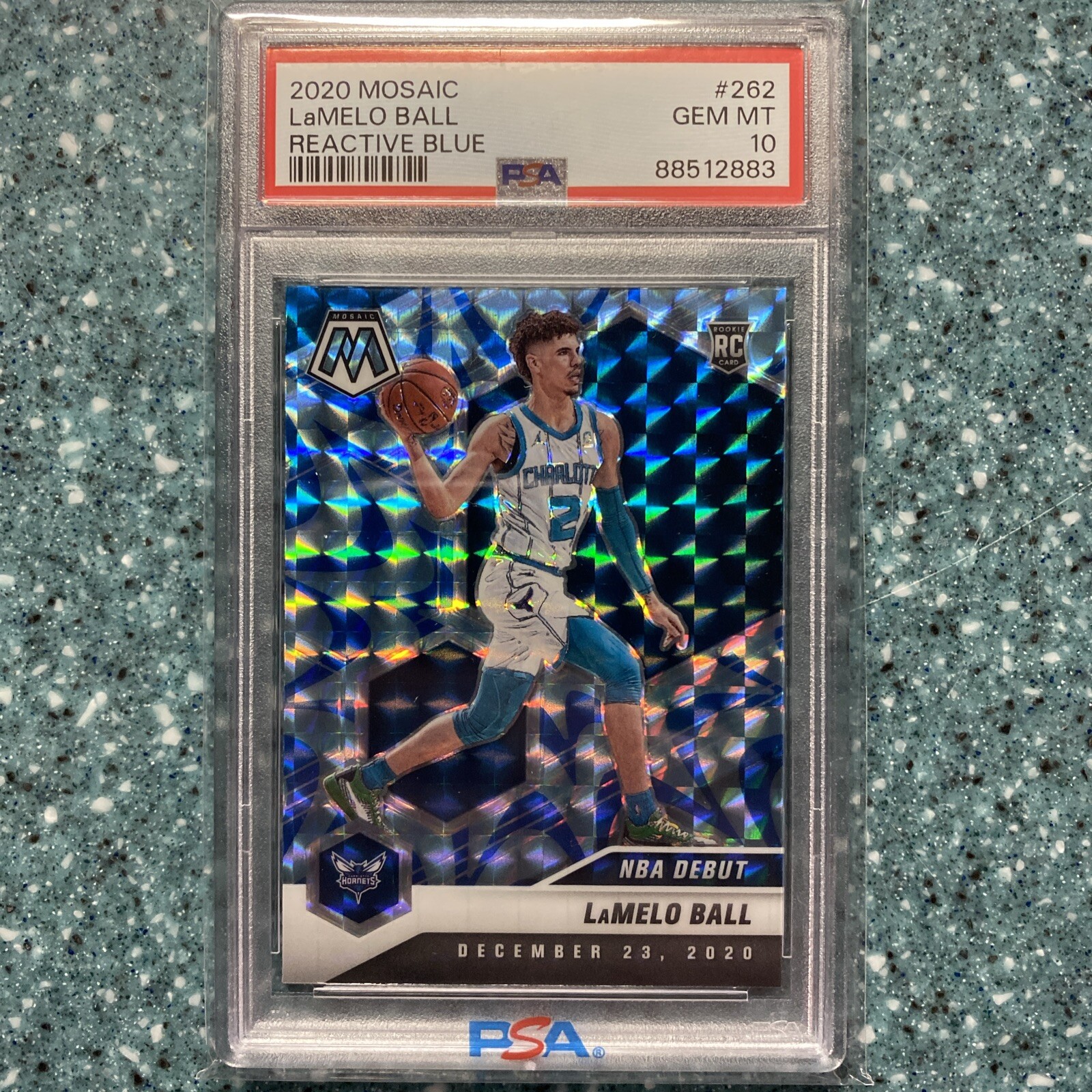 2020-21 Panini Mosaic LaMelo Ball - NBA Debut Blue Reactive - RC GEM MINT PSA 10