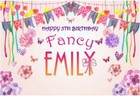 FLORAL FLOWERS HEARTS GARLAND PERSONALISED BIRTHDAY PARTY BANNER BACKDROP