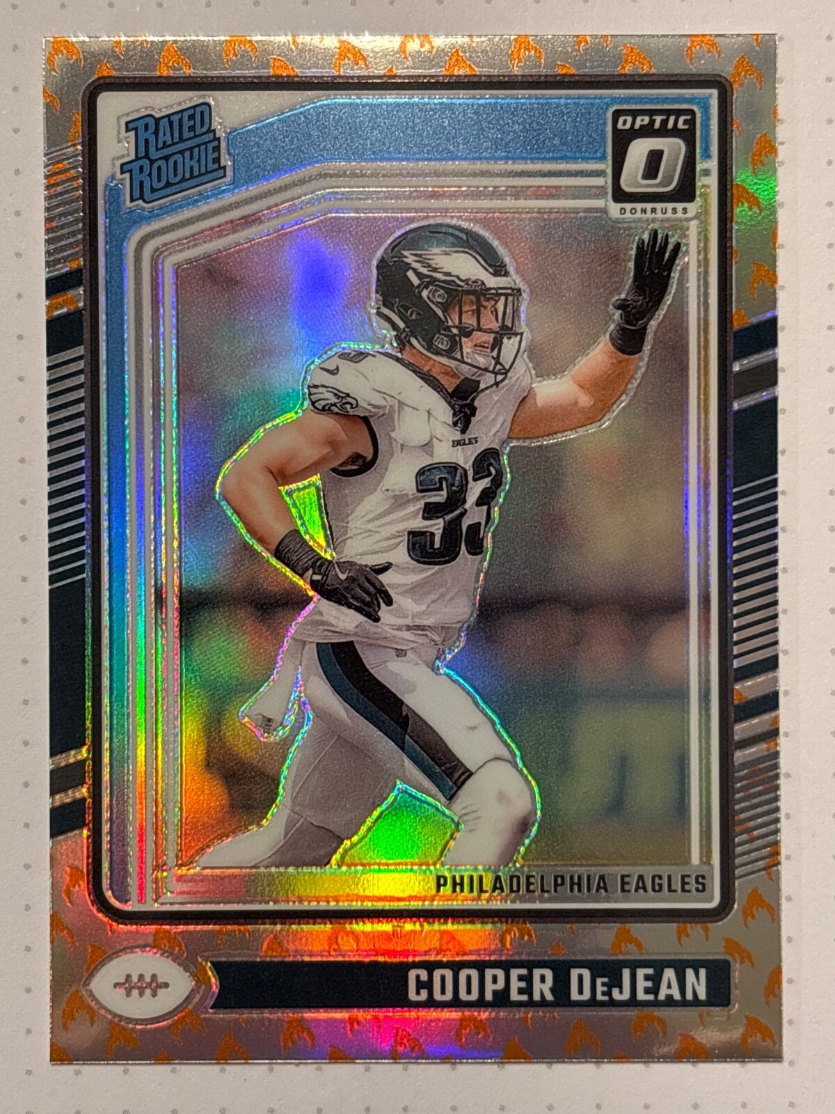 2024 Cooper DeJean Fire Optic 🔥 Rated Rookie SP #221 Fly Eagles Fly 🦅