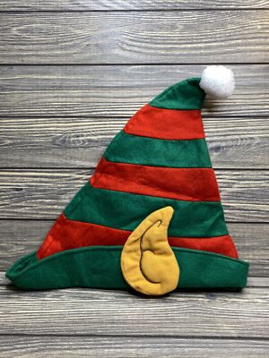 Vintage Goodys Felt Santa Elf Ear Hat Red White Stripe Adult Unisex 