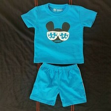 2pcs Kids Baby Boys Handsome Summer Suit Short Sleeve T-shirt And Blue Short New