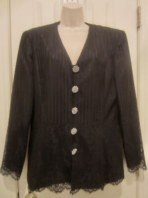 Karen Lawrence by Matthew Black Lace Blazer Jacket Embellished Size 16