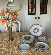 BROWN MONTERREY - Stoneware - 4 Place Setting - Japan - No Cups