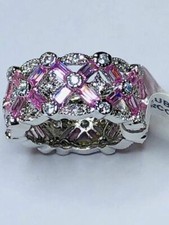 Beautiful LIGHT PINK CZ Rhodium Plated Ring