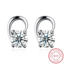 925 Sterling Silver Earrings Stud AAA Zirconia Push Back Clasp L787