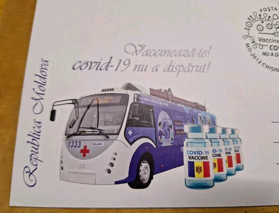 2020 Moldova COVID-19 Pandemic Vaccination & Medical Doctor Nurse Stamp FDC - Image 2 of 4