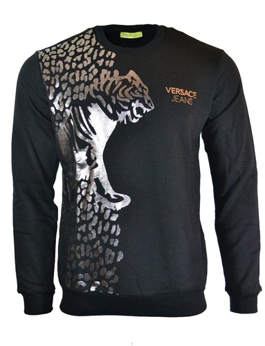 BNWT VERSACE JEANS TIGER SWEATSHIRT BLACK SILVER FOIL JUMPER FELPA CAMISA  RARE | eBay