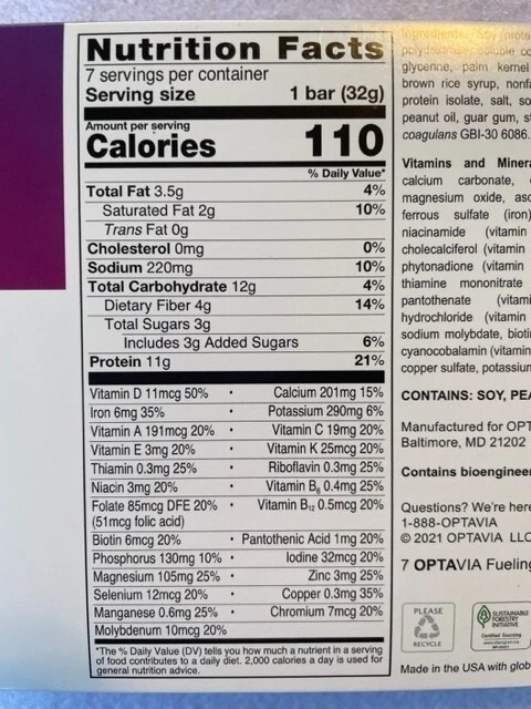 Optavia Creamy Double Peanut Butter Crisp Bar - 7 Bars - New - Exp 12/21/25 - Image 3 of 4